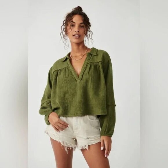 Free People Tops - FREE PEOPLE | Women's Yucca Double Cloth Blouse in XS